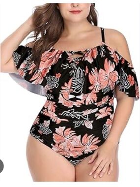 ☀️Get Ready for SUMMER☀️ Floral Off-Shoulder One Piece Swimsuit sz 20W